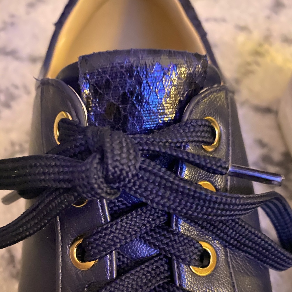 Dark Blue Sneakers with Snake Skin Accents